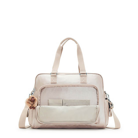 Kipling Alanna Classic Metallic Diaper Bag Táska Bézs | HU 1238IL